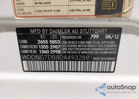 2013 Mercedes-Benz S 550 z USA, uszkodzony, nr VIN WDDNG7DB8DA493289